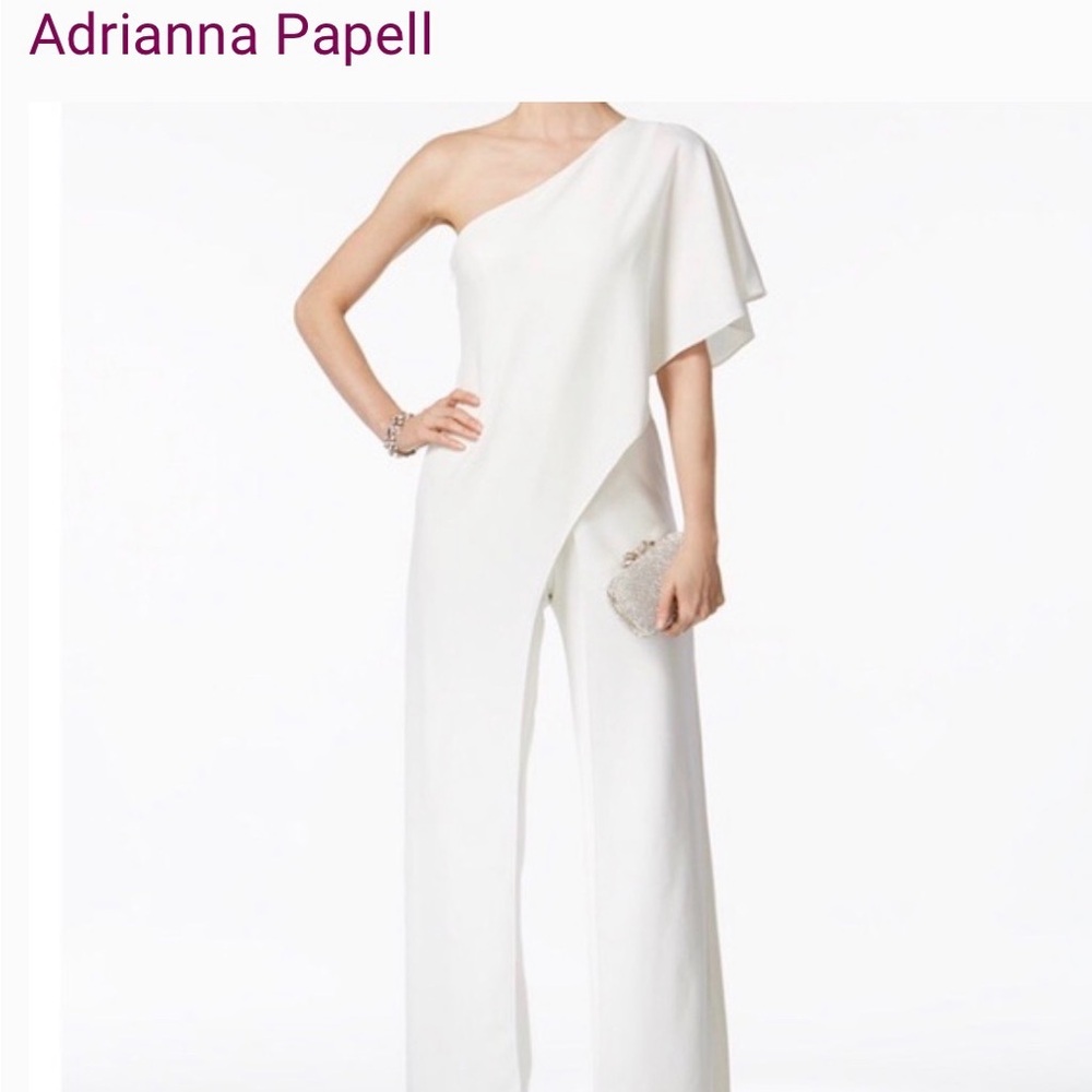 Adrianna Papell White Long Sleeve Dress